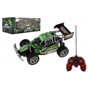 Auto RC Buggy rychlostní plast 23cm 27MHz na baterie zelené v krabici 35x13,5x18cm