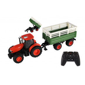 Teddies Traktor Zetor RC s vlekom plast 42cm 2,4GHz dobíjací pack + batéria so zvukom v krabici