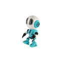 Teddies Robot ECHO opakujúce vety kovový 12cm modrý na batérie so zvukom so svetlom v krabičke 10,5x15x5,5cm