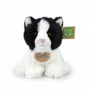 Rappa Plyšová mačka čierno-biela sediaca 17 cm ECO-FRIENDLY