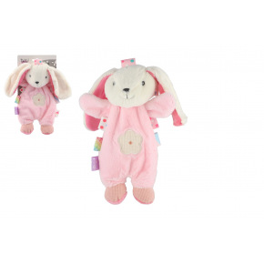 Teddies Zajíc/zajíček usínáček plyš 24cm růžový na kartě v sáčku 0+