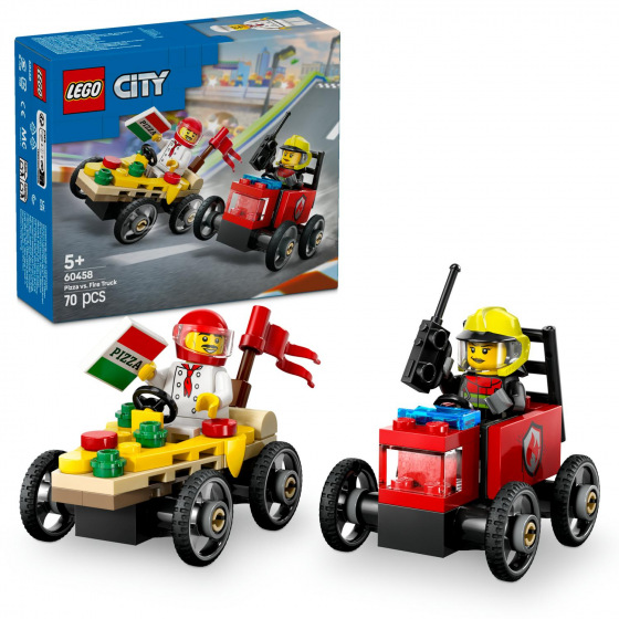 LEGO City 60458 Závodní balíček: Rozvoz pizzy vs. hasičské auto