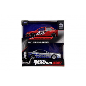 Jada Rychle a zběsile Twin Pack 2006 Mitsubishi Lancer Evo IX + Brianův 2002 Nissan Skyline GTR R34, 1:32 Wave 4/2