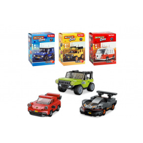 Teddies Stavebnice Blocks Cars - auta plast na zpětné natažení mix druhů  v krabičce 10x13x6cm