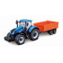 Bburago ORBICO Bburago 10cm Farm Traktor na setrvačník s vlečkou New Holland T7.315 HD