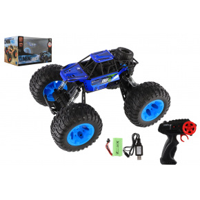 Teddies Auto RC Off-Road terénní 2,4GHz plast 32cm dobíjecí pack+baterie modré v krabici 38x23x26cm