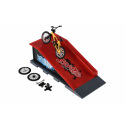 Teddies Skatepark - bicykel prstový skrutkovací s rampou plast 10cm s doplnkami 3 farby v krabici 28x18x11cm