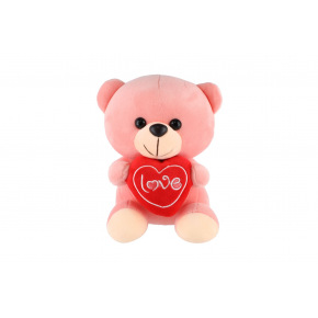 Teddies Medvěd/Medvídek sedící se srdíčkem plyš 19cm v sáčku