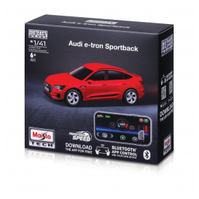 Maisto RC - 1:41 DIE-CAST METAL so svetlami, Audi e-tron Sportback, červené, XTR, Bluetooth 5.0, USB