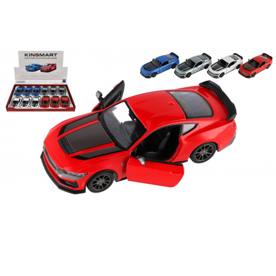 Teddies Auto Kinsmart 2024 Ford Mustang Dark Horse 1:38 kov/plast 12,5cm 4 barvy na zpětné natažení