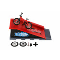 Teddies Skatepark - bicykel prstový skrutkovací s rampou plast 10cm s doplnkami 3 farby v krabici 28x18x11cm