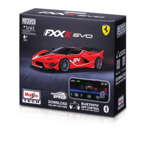 Maisto RC - 1:41 DIE-CAST METAL so svetlami, Ferrari FXX-K EVO, červené, XTR, Bluetooth 5.0, USB