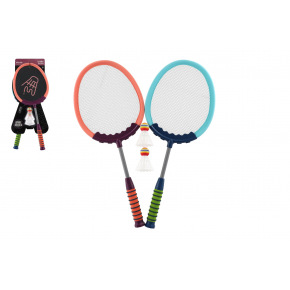 Teddies Sada badminton 2 pálky plast/látka 60cm 2 ks míček/košíček na kartě