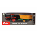 Teddies Traktor Zetor RC s valníkom plast 42cm 2,4GHz dobíjací pack + batéria so zvukom v krabici