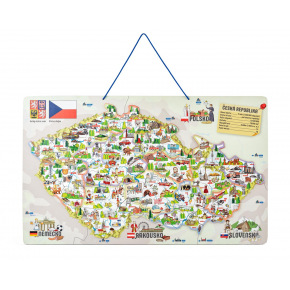 Woody 91230 Magnetyczna mapa Czech z obrazkami i grą planszową, 3 w 1