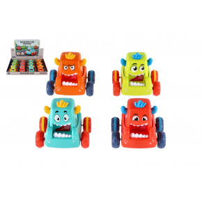 Teddies Auto monster plast 9x8cm mačkacie jazdiace 4 farby 