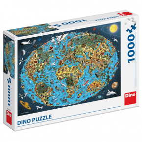 Dino KRESLENÁ MAPA SVETA 1000 Puzzle NOVÉ