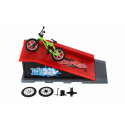 Teddies Skatepark - bicykel prstový skrutkovací s rampou plast 10cm s doplnkami 3 farby v krabici 28x18x11cm