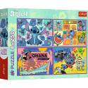 Trefl Puzzle 4v1 Úžasný Stitch 4x250 dielikov 33,9x23,9cm v krabici 34x26x6cm