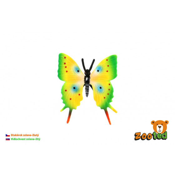 ZOOted Motýl tropický Papilio/otakárek zeleno-žlutý zooted plast 5,5cm v sáčku