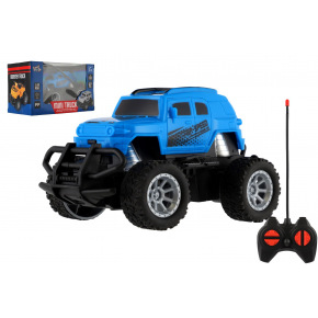 Auto RC mini truck plast 12cm 27MHz na baterie se světlem modré v krabici 18x11,5x10cm