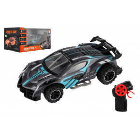 Teddies Auto RC športový plast 2,4 GHz 20cm na batérie šedo-tyrkysové v krabici 24x12x14cm