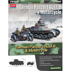 Academy Model Kit military 13556 - German Panzer I Ausf.B & Motorcycle (1:35)