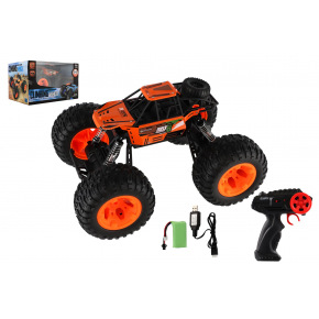 Teddies Auto RC Off-Road terénní 2,4GHz plast 32cm dobíjecí pack+baterie oranžové v krabici 38x23x26cm