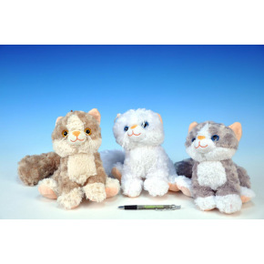 teddies Kočka plyš sedící 20cm asst 3 barvy 0+