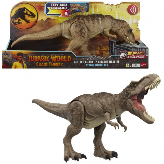 Mattel Jurassic World ZBĚSILÝ ÚTOK T-REXE SE ZVUKY