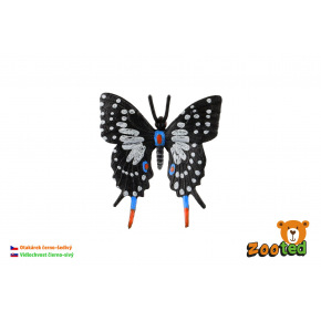 ZOOted Motýl tropický Papilio/otakárek černo-šedivý zooted plast 6cm v sáčku