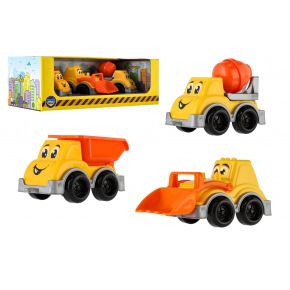 Teddies Auto stavebné 3ks plast 10-11cm na voľný chod v krabičke 26x9x12cm