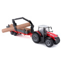 Bburago ORBICO Bburago 10cm Farm Traktor na setrvačník s vlečkou Massey Ferguson 8740S