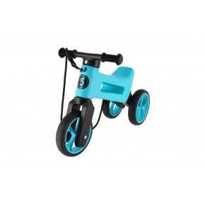 Teddies Odrážedlo FUNNY WHEELS Rider SuperSport tyrkys 2v1+popruh, výš. sedla 28/30cm nos. 25kg 18m+ v sáčku