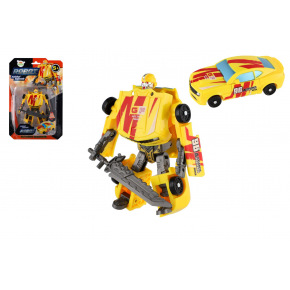 Teddies Transformer auto/robot plast 14cm žltý na karte 17x26x6cm