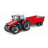 Bburago ORBICO Bburago 10cm Farm Traktor na setrvačník s vlečkou na dřevo Massey Ferguson 8740S