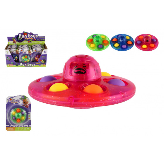 Teddies Spinner s bubble pops plast 8cm 3 barvy na kartě