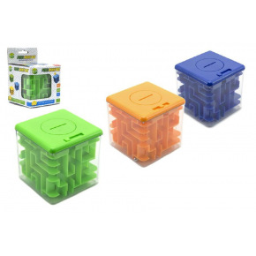 teddies Pokladnička s hlavolamem pro otevření plast 8x8cm asst 3 barvy