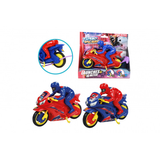 Teddies Motorka závodná na natiahnutie plast 16cm v krabičke 20x17x8cm