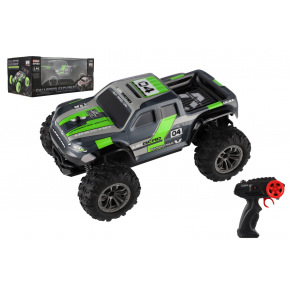 Auto RC pick up terénní plast 25cm 2,4GHZ na baterie šedo-zelený v krabici 32x14x18cm