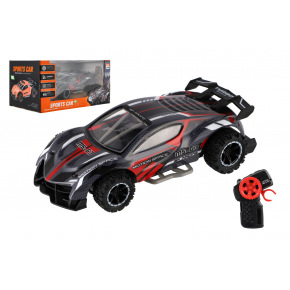 Auto RC sportovní plast 2,4GHz 20cm na baterie šedo-červené v krabici 24x12x14cm