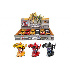 Teddies Transformer auto/robot kov/plast 13cm 3 barvy na zpětné natažení