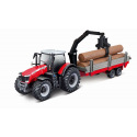 Bburago ORBICO Bburago 10cm Farm Traktor na setrvačník s vlečkou Massey Ferguson 8740S